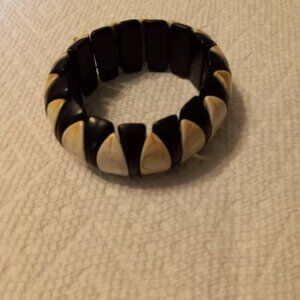 VINTAGE GENUINE GEMSTONES GEOMETRIC DESIGN WIDE BRACELET